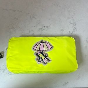 NET neon yellow zipper bag with patch